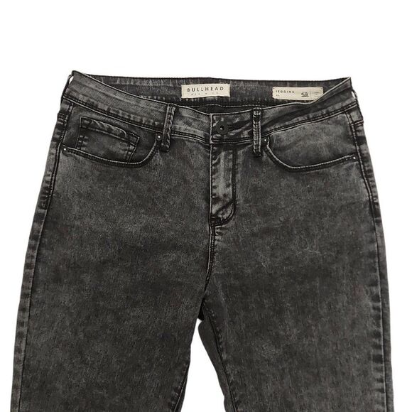 Bullhead Denim Jeggings Womens 11 Black Mid Rise Stretch Charcoal Wash - Picture 3 of 7